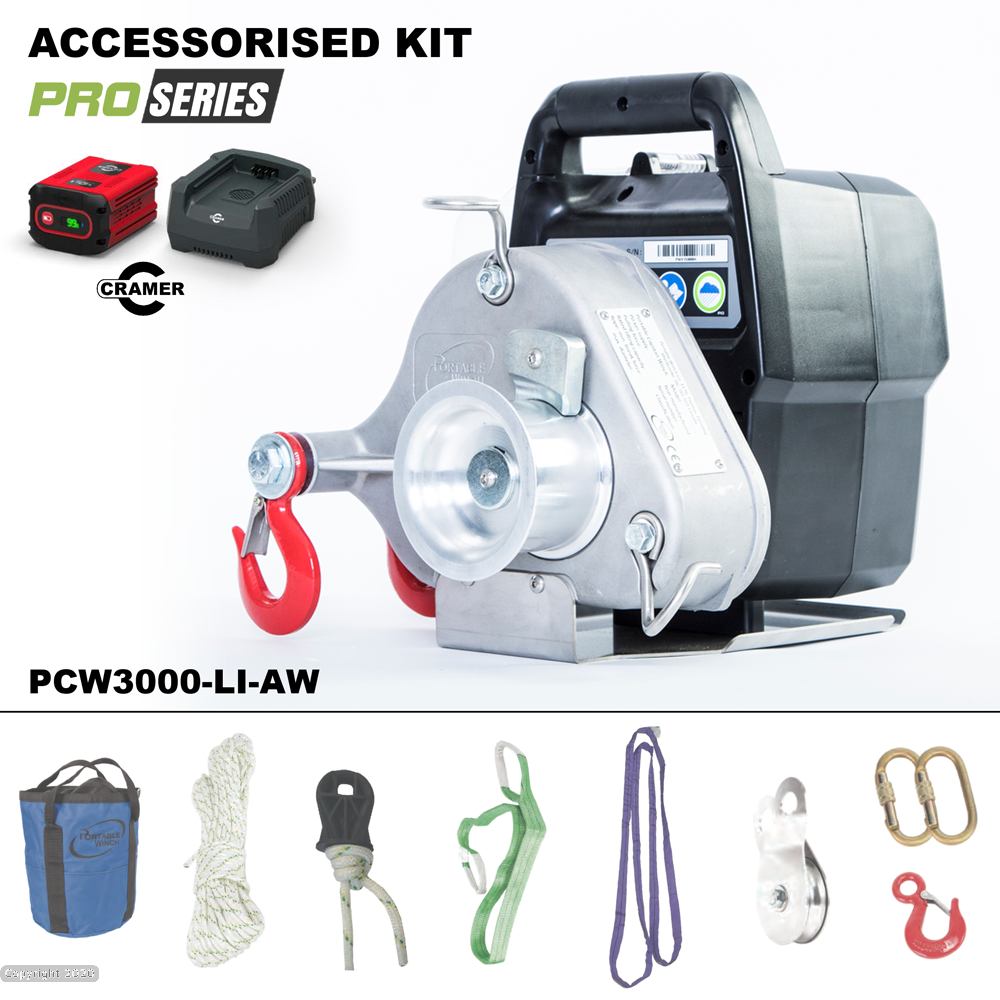 PCW3000 Battery Pulling Winch - Max Pulling Force 1000kg - Winching Kit from RiggingUK