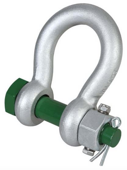 Green Pin Grade 6 Standard Bow Shackle with Fixed Nut Safety Pin