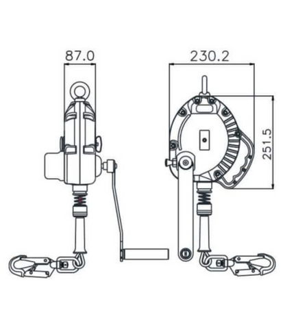 Kratos - 10m Olympe Wire Rope Fall Arrest Block c/w Integrated Recovery System