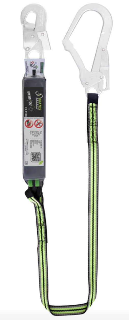 1.5m or 2m Gravity Shock Absorbing Webbing Single Lanyard with Scaff Hook