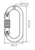 Dimensions for Steel Keylock Screw Locking Karabiner