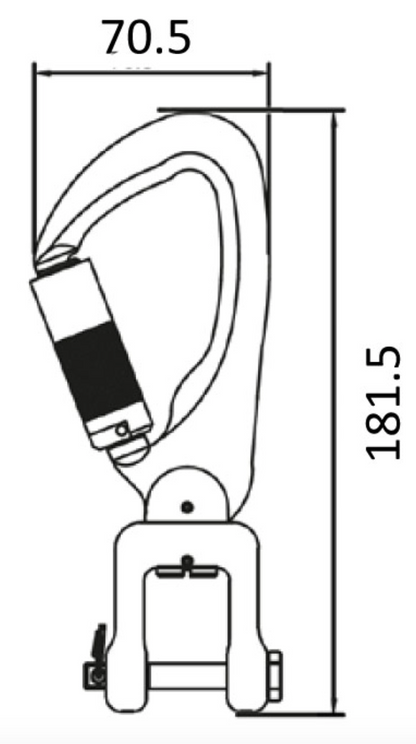 Dimensions for Aluminium Quarter Turn Clevis Swivel Hook