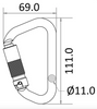 Dimensions for Aluminium Triple Action Locking Keylock Karabiner