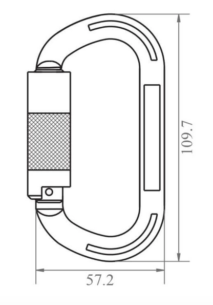 Dimensions for Aluminium Quarter Turn Locking Karabiner