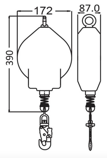 Dimensions of 250kg Load Arrester