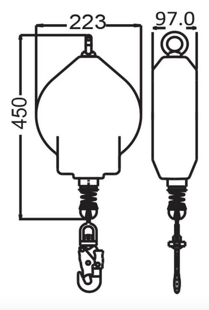 Dimensions 300kg Load Arrester