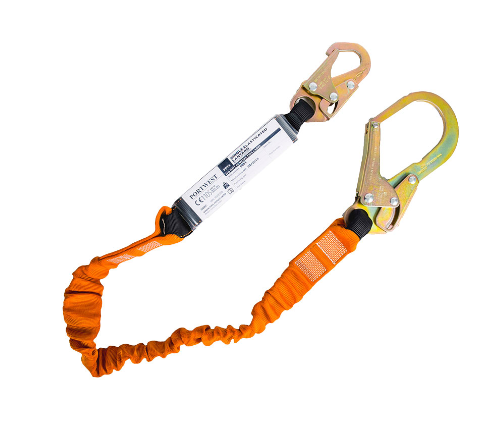 Fall Arrest Lanyard with Shock Absorber - Black/Orange 1.8m